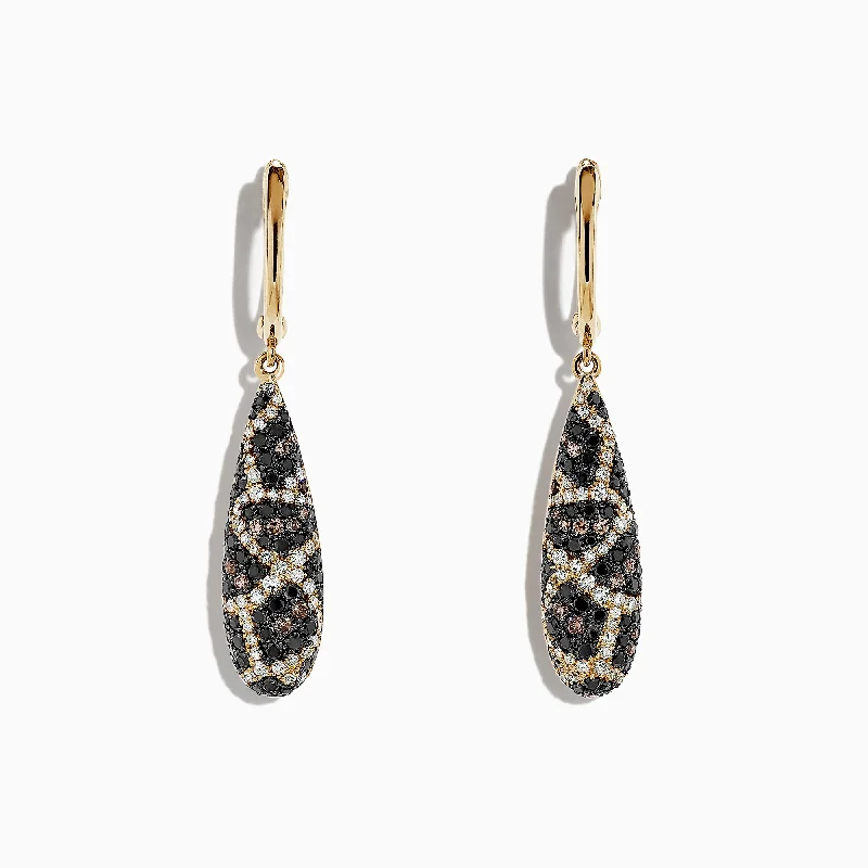 Flash Deals On Fine Jewelry – Shop Before It's Gone Fresh Fashion Discounts 14K Yellow Gold Espresso, Black and White Diamond Earrings, 1.26 TCW