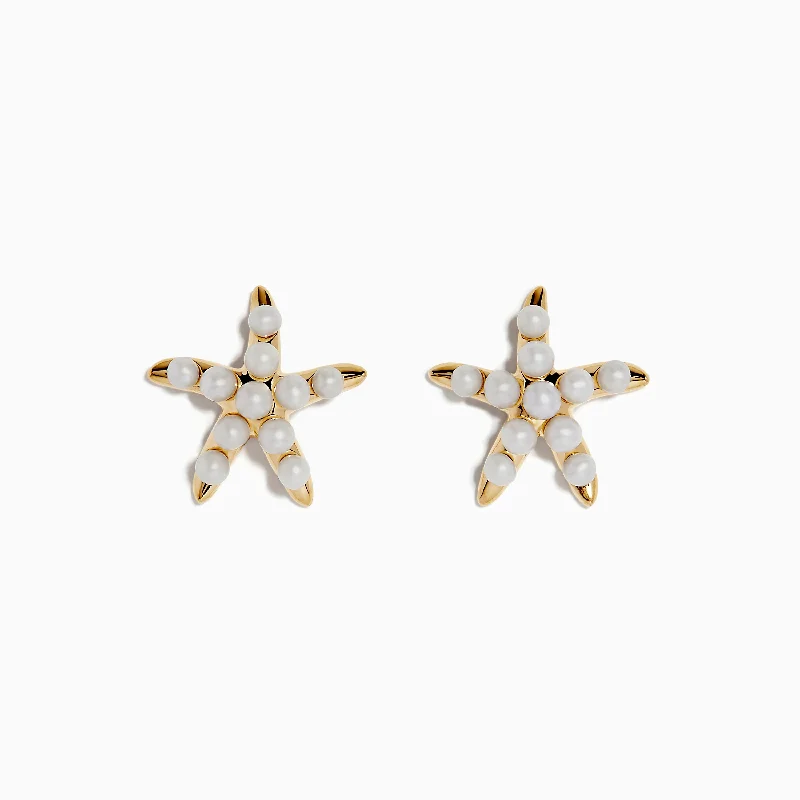 Grab Exquisite Jewelry At The Lowest Prices Dive Into Trendy Styles 14K Yellow Gold Fresh Water Pearl Starfish Stud Earrings