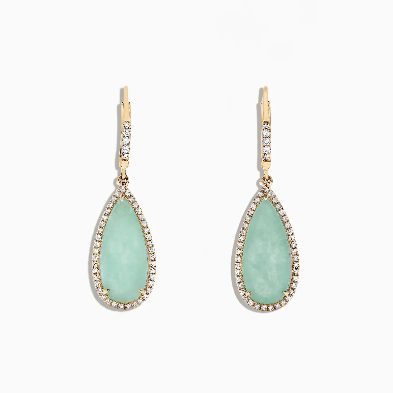 Holiday Jewelry Sale – Perfect Gifts At The Best Prices Unleash Your Style 14K Yellow Gold Jade and Diamond Earrings, 8.09 TCW