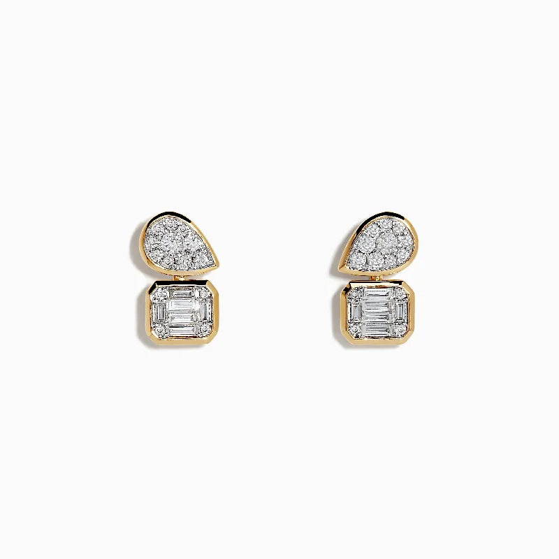 Bestselling Jewelry At Special Promotional Rates Fast Fashion Favorites D'oro 14K Yellow Gold Toi Et Moi Diamond Stud Earrings 0.52 TCW