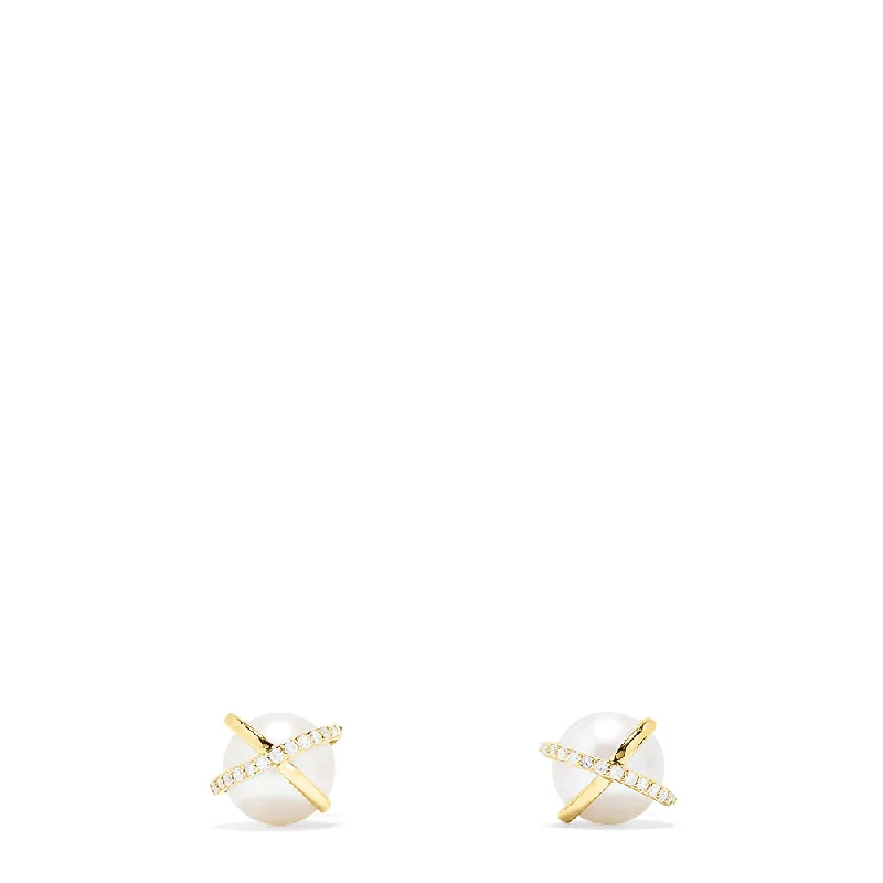 Limited-Time Jewelry Sale – Elegant Styles At Less Buy More, Save More 14K Yellow Gold Pearl and Diamond Accented Stud Earrings, 0.14 TCW