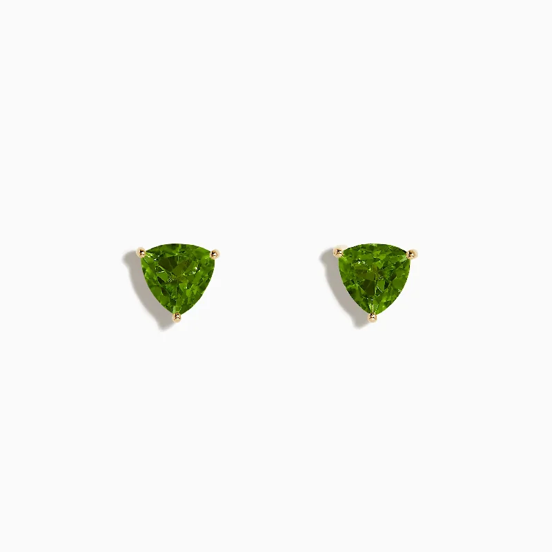 Elevate Your Outfit With Discounted Statement Jewelry Day-To-Night Styles 14K Yellow Gold Peridot Stud Earrings