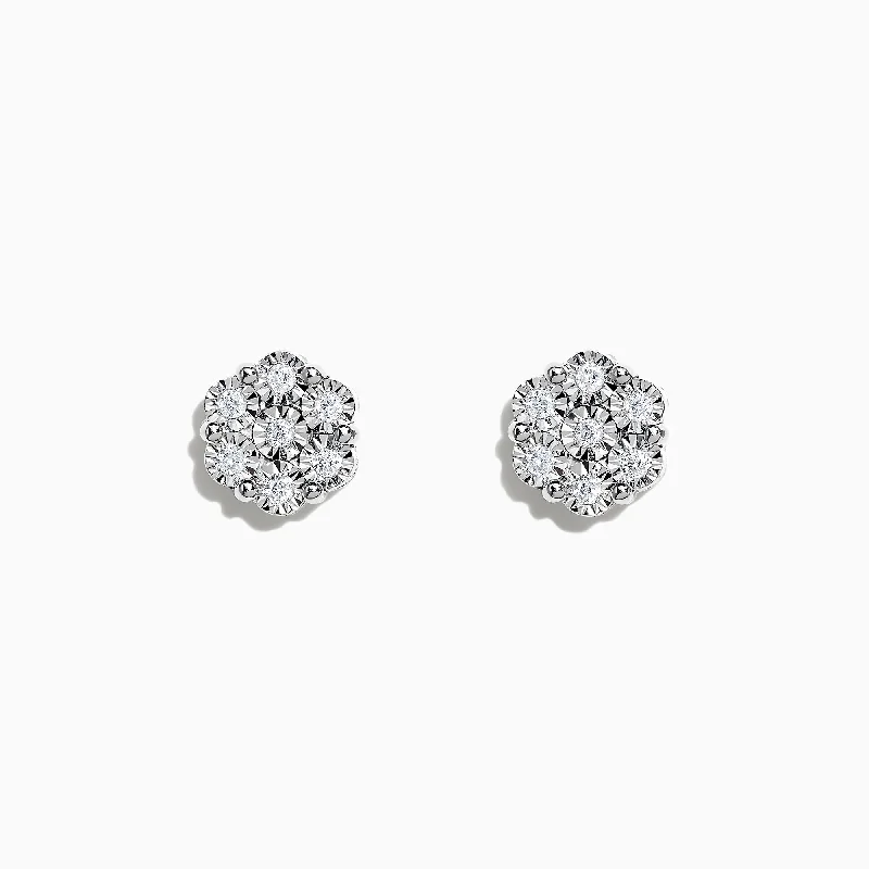 Seasonal Jewelry Sale – Upgrade Your Style Today Special Offers, Don't Miss 925 Sterling Silver Diamond Bouquet Stud Earrings, 0.14 TCW