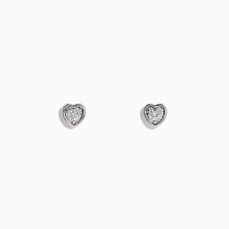 Dazzle In Elegance With Our Biggest Jewelry Sale Sale Event, Prices Rock 925 Sterling Silver Diamond Heart Earrings, 0.15 TCW