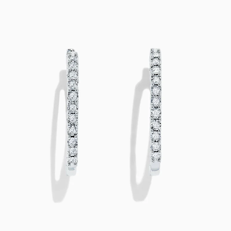 High-End Jewelry, Now More Affordable Than Ever High-End Style Discounts 925 Sterling Silver Diamond Hoop Earrings, 0.24 TCW