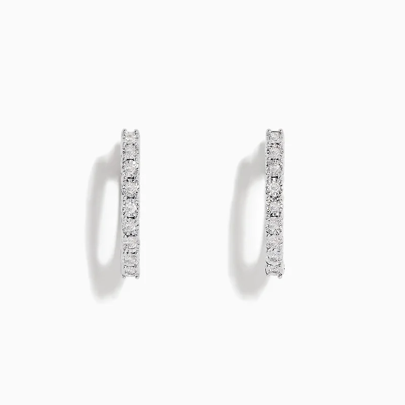 Discover Unique Jewelry With Special Limited-Time Offers Special Offers, Don't Miss 925 Sterling Silver Diamond 3/4" Hoop Earrings, 0.18 TCW