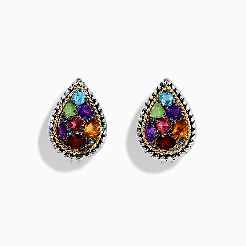 Luxury Jewelry At Unbeatable Discounts Fashion Sale 925 Sterling Silver Multi Stone Pear Shaped French Clip Earrings