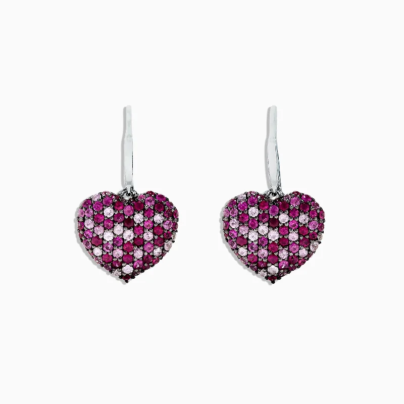 Limited-Time Offer On Elegant Jewelry Pieces Timeless Elegance Redefined 925 Sterling Silver Pink Sapphire Splash Heart Earrings, 2.30 TCW