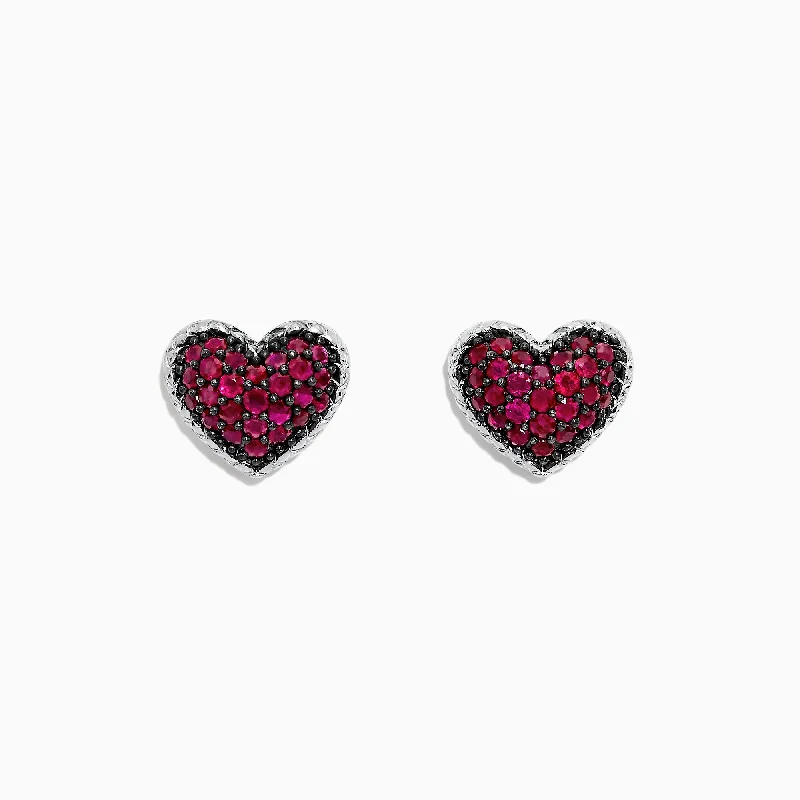 Bold And Beautiful Jewelry Now At Irresistible Prices Best Deals Of The Season 925 Sterling Silver Ruby Heart Earrings, 1.31 TCW