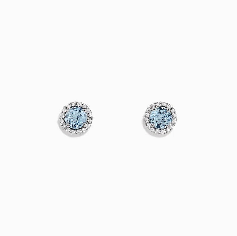 Delicate Crystal Jewelry For Sophisticated Charm Forward Trendsetter Aquarius 14K White Gold Aquamarine and Diamond Earrings, 1.12 TCW