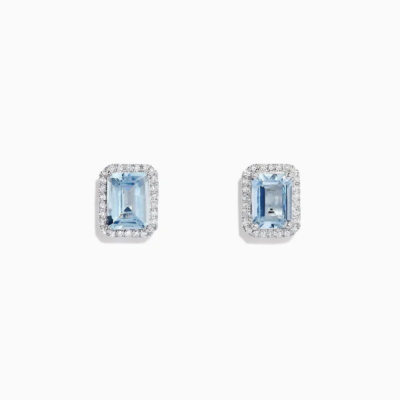 Don't Miss Our Biggest Jewelry Sale Of The Season Timeless Style Promotions Aquarius 14K White Gold Aquamarine and Diamond Earrings, 2.80 TCW