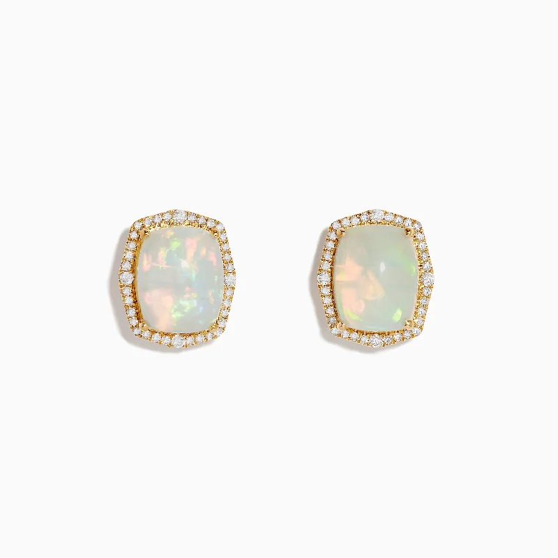 Your Perfect Accessory Now At The Best Price Trendy Styles Aurora 14K Yellow Gold Diamond and Opal Stud Earrings