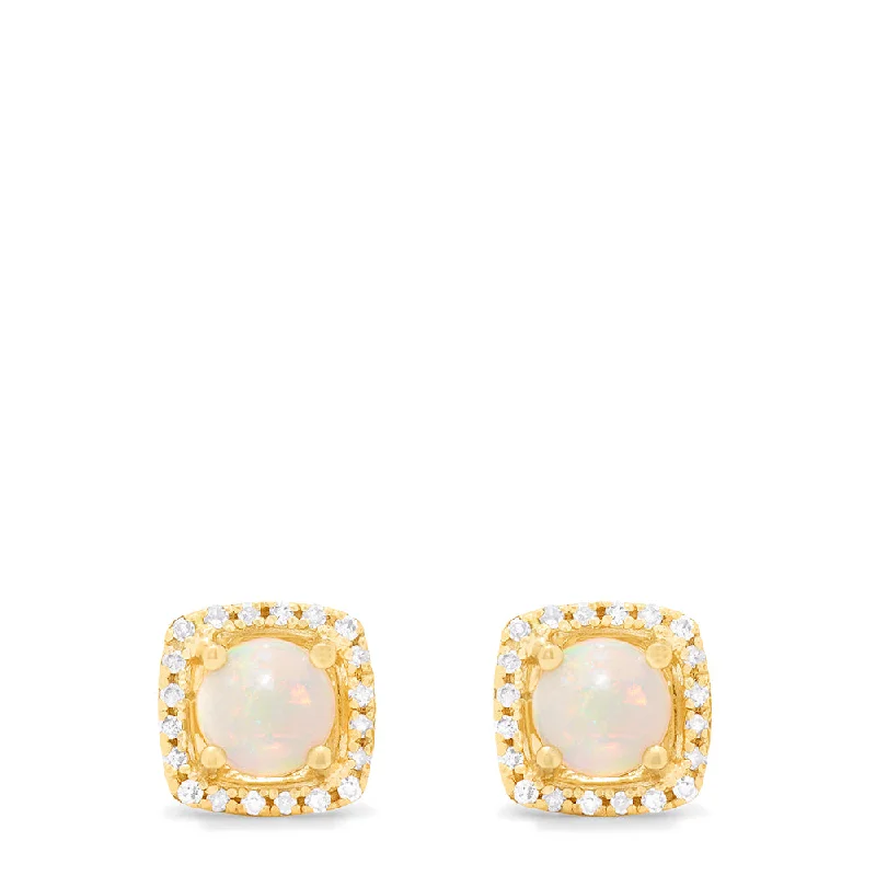 Personalized Jewelry Sale – Unique Pieces At Great Prices Winter Warehouse Sale Aurora 14K Yellow Gold Opal and Diamond Stud Earrings, 0.92 TCW