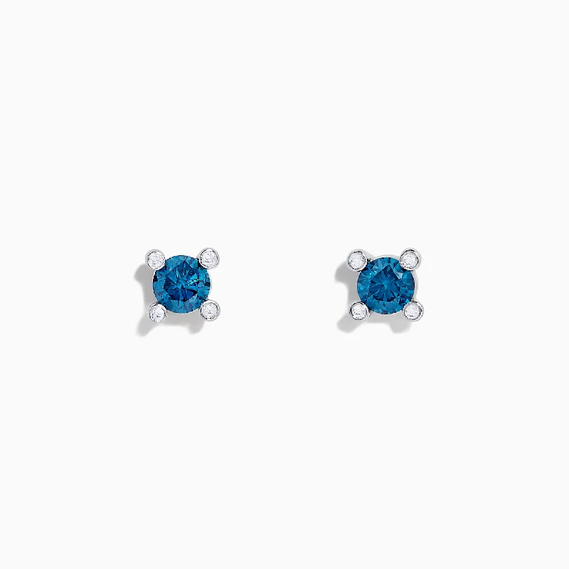 Shop Trending Jewelry With Exclusive Savings On-Trend Fashion Offers Bella Bleu 14K White Gold Blue Diamond Stud Earrings, 0.53 TCW