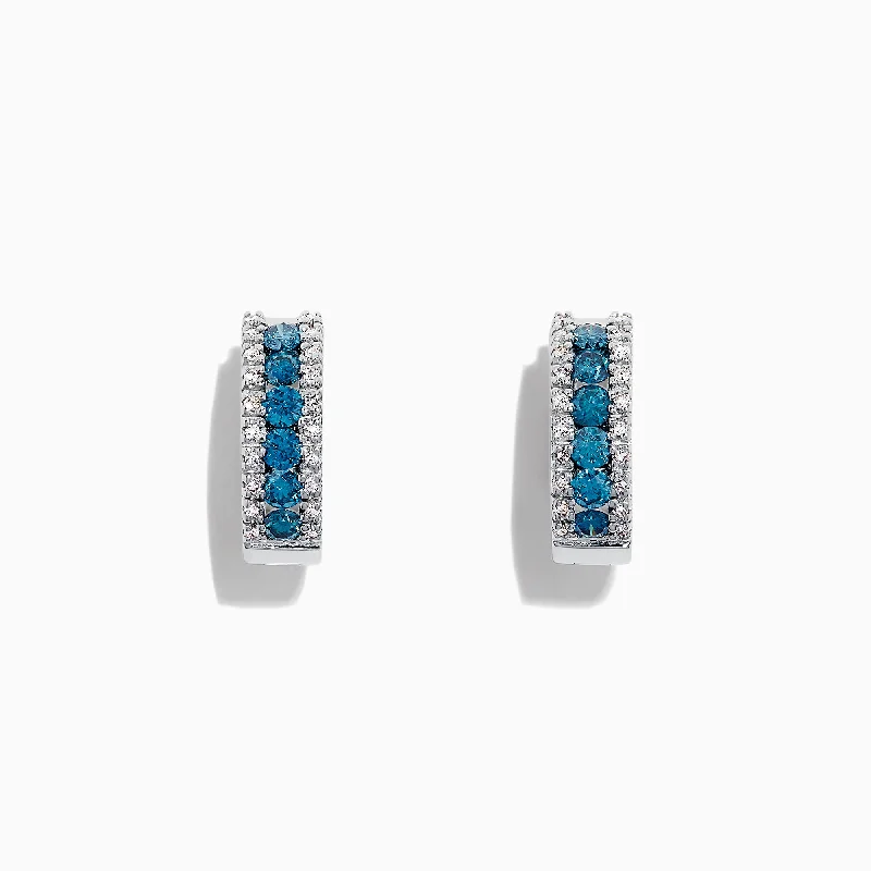 Sparkle On A Budget – Fine Jewelry For Less Polished Style Deals Bella Bleu 14K White Gold Blue & White Diamond Hoop Earrings, 0.92 TCW