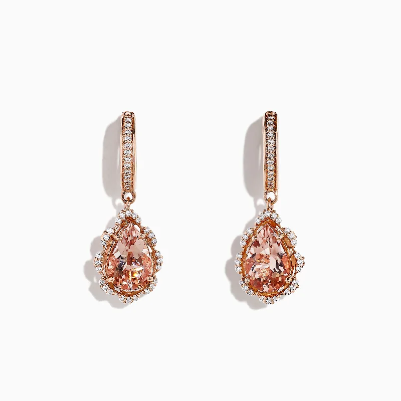 Seasonal Jewelry Deals – Elevate Your Style Save Big Blush 14K Rose Gold Morganite and Diamond Drop Earrings, 2.63 TCW