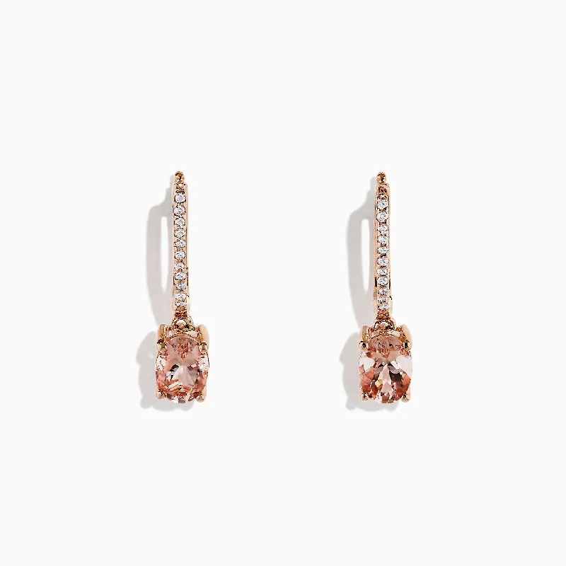 Exclusive Jewelry Offers – Sparkle For Less Premium Fashion Blush 14K Rose Gold Morganite and Diamond Earrings, 1.49 TCW