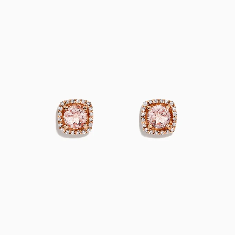 Flash Sale On Exquisite Jewelry – Don't Miss Out Retro Style Promotions Blush 14K Rose Gold Morganite and Diamond Stud Earrings, 1.12 TCW