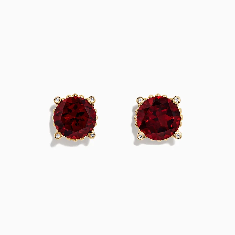 Elegant Jewelry Pieces At Unbelievable Prices Luxury Fashion Discounts Bordeaux 14K Yellow Gold Garnet and Diamond Earrings, 11.32 TCW