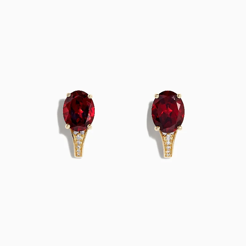 Luxury Meets Affordability – Jewelry Sale Now Live Sophisticated Style Offers Bordeaux 14K Yellow Gold Garnet and Diamond Earrings, 4.77 TCW