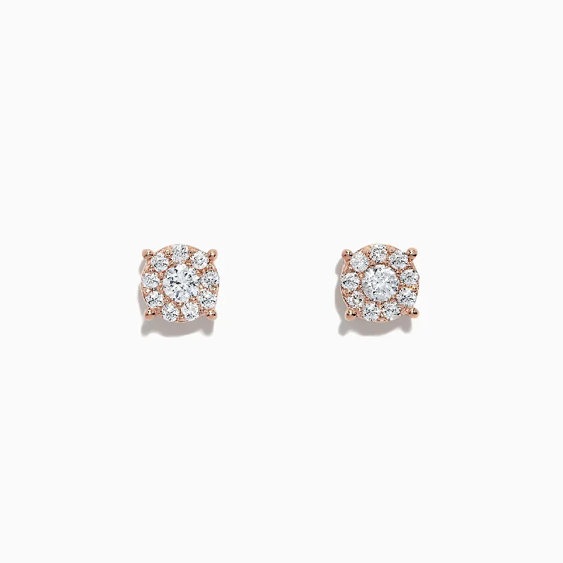 Fashion-Forward Geometric Jewelry For Contemporary Style Hot Deals Bouquet 14K Rose Gold Diamond Cluster Stud Earrings, 0.50 TCW