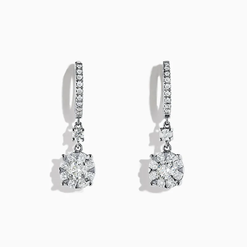 Versatile Layering Jewelry For Effortless Chic Step Ahead, Lead The Trend Bouquet 14K White Gold Diamond Cluster Drop Earrings, 1.55 TCW