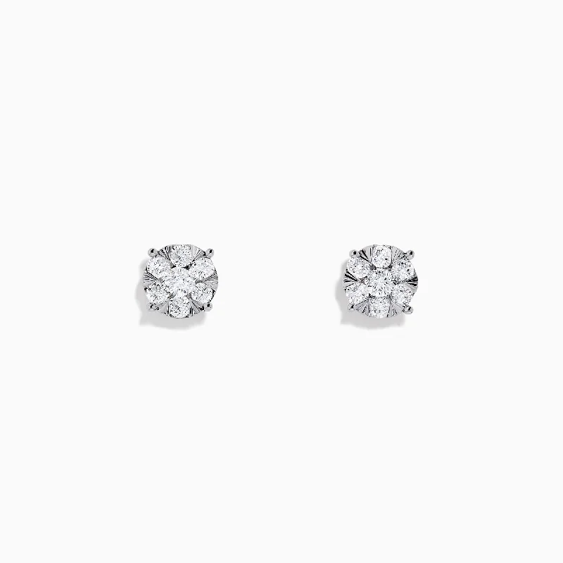 Unique Jewelry Designs Now At Discounted Rates Comfort Meets Fashion Bouquet 14K White Gold Diamond Cluster Earrings, 0.52 TCW