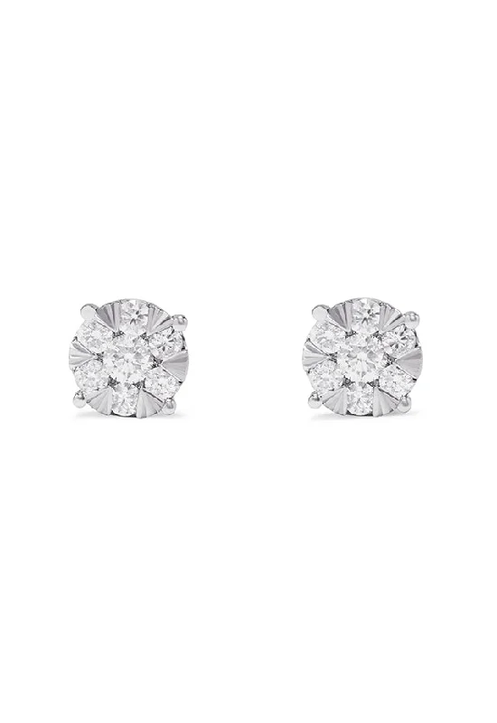 Shop Dazzling Jewelry At The Best Prices Chic And Edgy Bouquet 14K White Gold Diamond Cluster Stud Earrings, 1.14 TCW