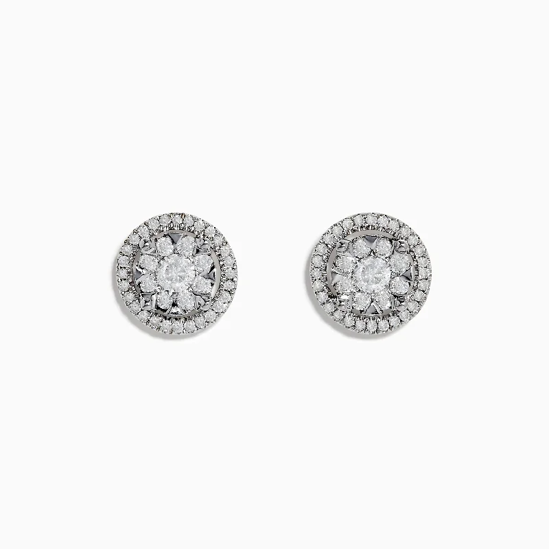 Make Every Moment Shine – Jewelry Discounts Available Limited Stock, Big Sale Bouquet 14k White Gold Diamond Cluster Stud Earrings 0.99 TCW