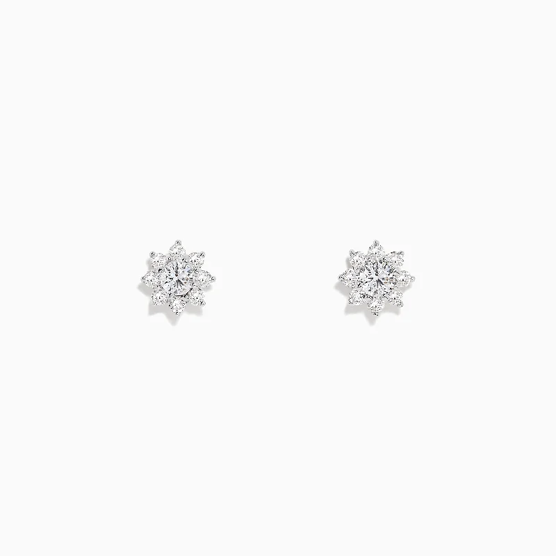 Customized Silver Jewelry For Unique Style Trendy Looks On Sale Bouquet 14K White Gold Diamond Flower Stud Earrings, 0.61 TCW