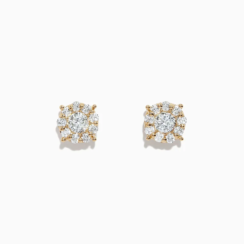 Elevate Your Outfit With Discounted Statement Jewelry Best Deals Of The Season Bouquet 14K Yellow Gold Diamond Cluster Earrings, 0.93 TCW