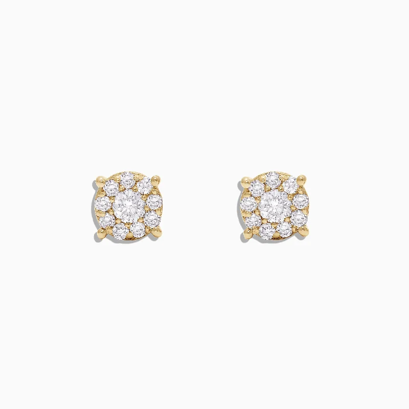 Special Deals On Handcrafted And Designer Jewelry Sale Event, Prices Rock Bouquet 14K Yellow Gold Diamond Cluster Stud Earrings, 0.50 TCW