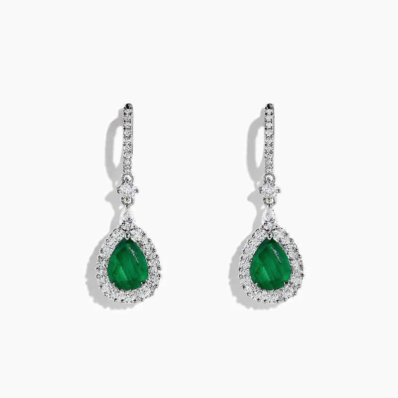 Customized Silver Jewelry For Unique Style Additional Time-Limited Offers Brasilica 14K White Gold Emerald and Diamond Drop Earrings, 4.04 TCW