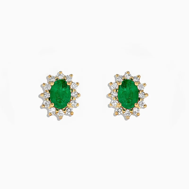 Limited-Time Offer On Premium Jewelry Collections Additional Time-Limited Offers Brasilica 14K Yellow Gold Emerald and Diamond Stud Earrings, 1.99 TCW