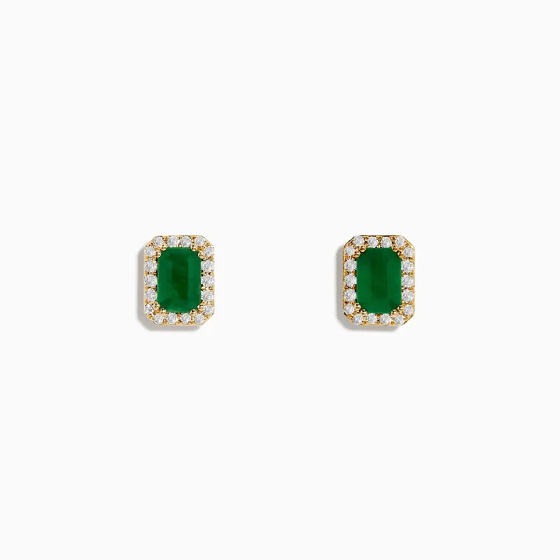 Huge Markdowns On Premium Jewelry Styles Absurdly Cheap Sale 14K Yellow Gold Diamond Halo Emerald Stud Earrings