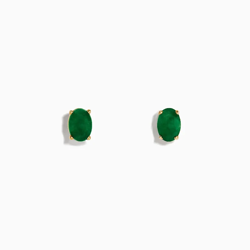 Must-Have Jewelry Pieces At Reduced Prices Catch Every Fashion Trend Brasilica 14K Yellow Gold Emerald Stud Earrings