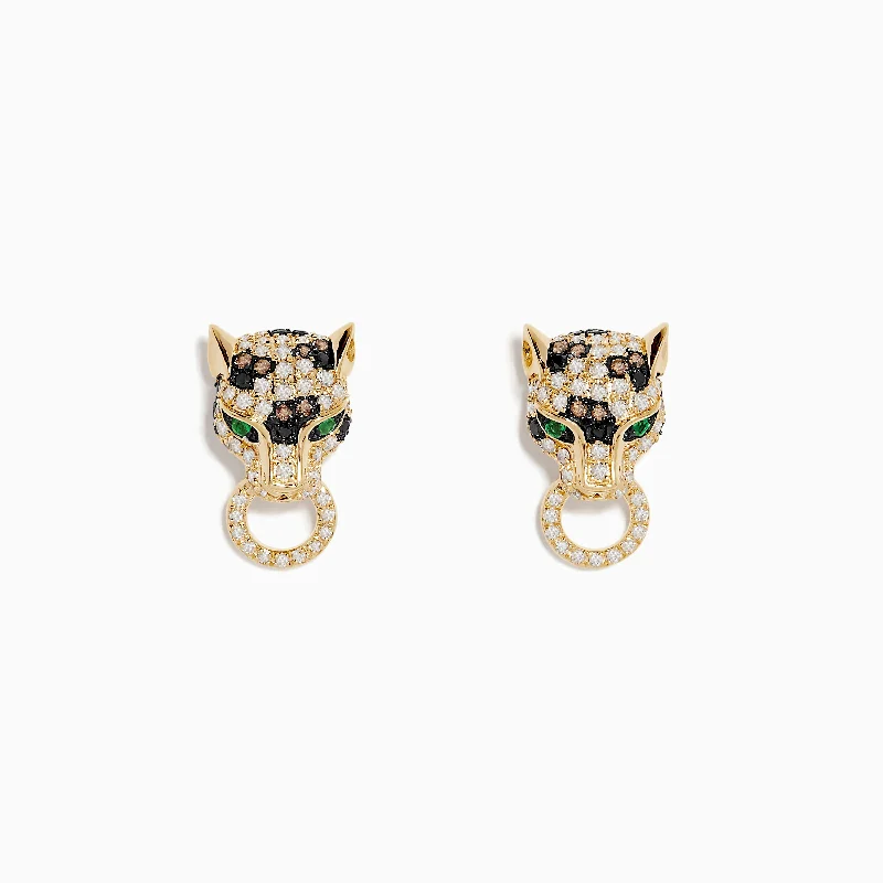 Fashion-Forward Jewelry At Incredible Prices Fashion Sale Brasillica 14K Yellow Gold Emerald, Espresso and White Diamond Earring