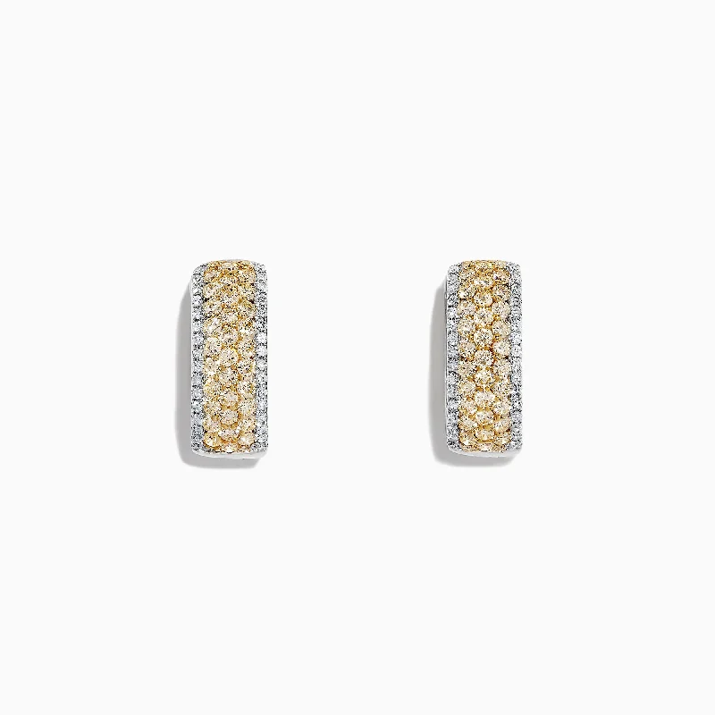 Upgrade Your Jewelry Collection For Less Limited Time Canare 14K Gold 5/8" Pave Yellow Diamond Hoop Earrings, 1.26 TCW