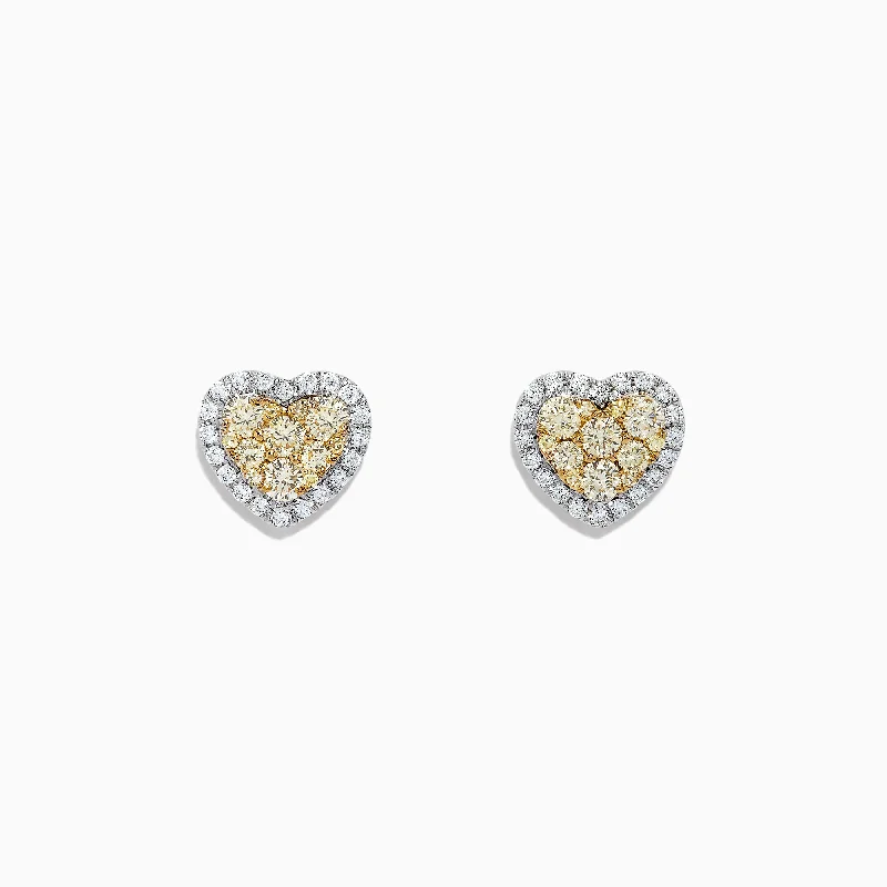 Luxury Meets Affordability – Jewelry Sale Live Now Sustainable Fashion Extravaganza Canare 14K Two Tone Gold Heart Shaped Yellow Diamond Earrings, 0.96 TCW