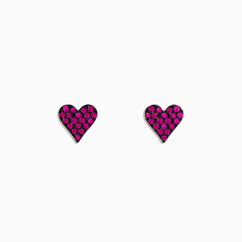 Jewelry Clearance – Final Chance To Save Big Weekend Exclusive 14K Rose Gold Ruby Pave Heart Stud Earrings