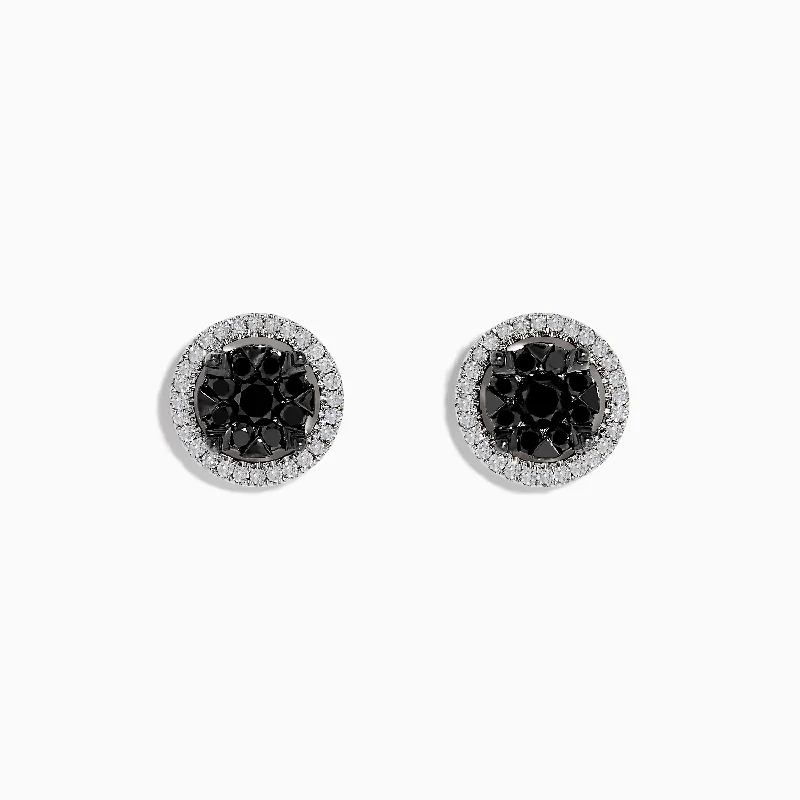 Timeless Elegance Now At Special Discounts Clearance Event Caviar 14K White Gold White and Black Diamond Stud Earrings