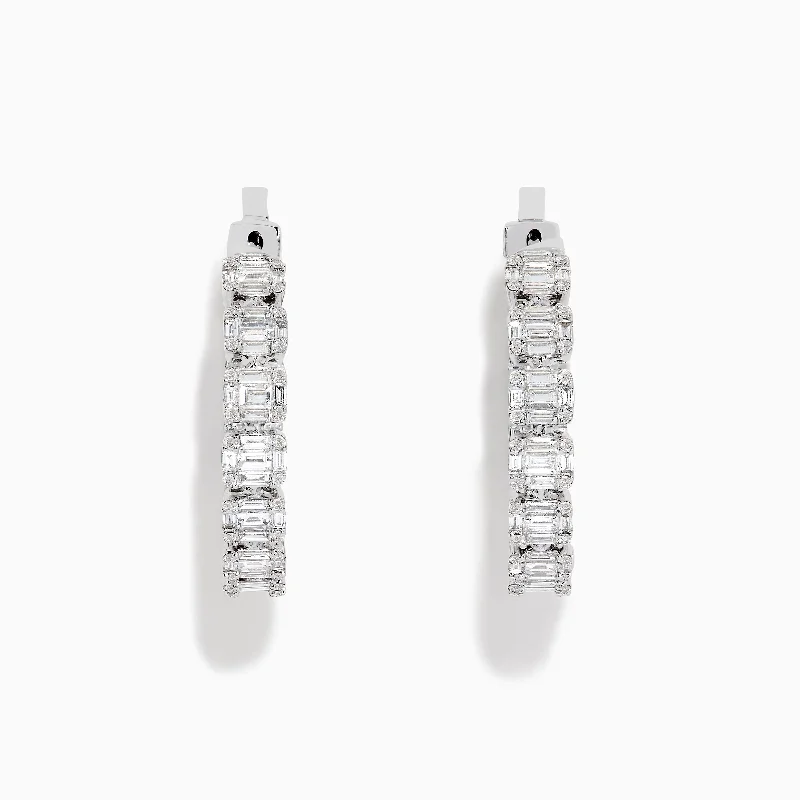 Don't Miss Our Biggest Jewelry Sale Of The Season Statement Fashion Offers Classique 14K White Gold 1" Diamond Hoop Earrings