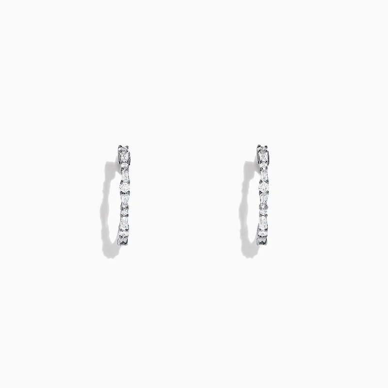 Jewelry Clearance Sale – Final Reductions Edgy Fashion Deals Classique 14K White Gold Diamond Hoop Earrings, 0.37 TCW