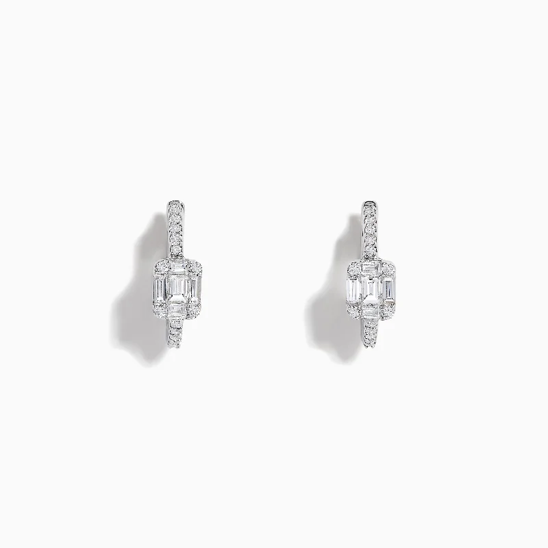 Luxury Meets Affordability – Jewelry Sale Live Now Flash Sale Now Classique 14K White Gold Diamond 1/2" Huggie Earrings, 0.49 TCW