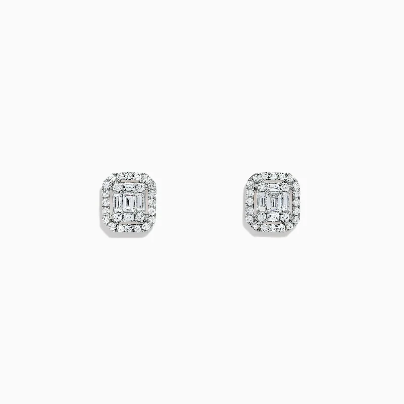 Luxury Jewelry At Unbeatable Discounts Chic And Trendy Classique 14K White Gold Diamond Stud Earrings, 0.48 TCW