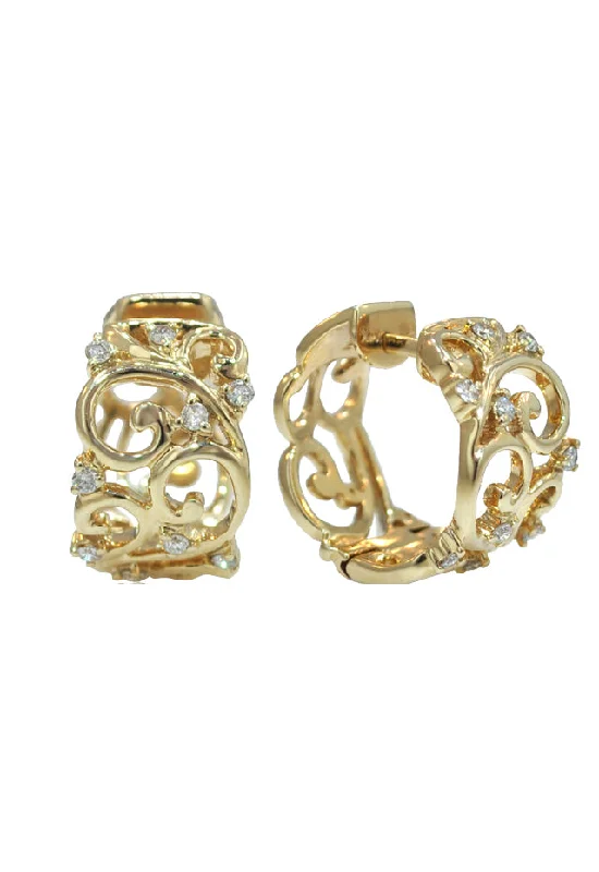 Grab Your Favorite Jewelry At The Lowest Prices Mega Sale D'Oro 14K Yellow Gold Diamond Filigree Earrings, 0.21 TCW