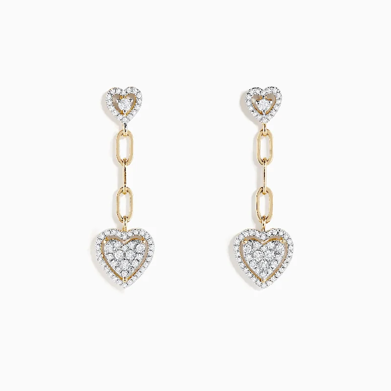 Trending Jewelry Styles Now At Limited-Time Discounts Exclusive Fashion Deals D'oro 14K Yellow Gold Diamond Heart Drop Earrings