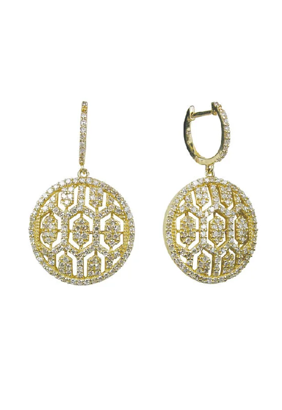 Handcrafted Jewelry Sale – Unique Designs At Low Prices Unleash Your Trendy Side D'Oro 14K Yellow Gold Diamond Maze Drop Earrings, 1.35 TCW