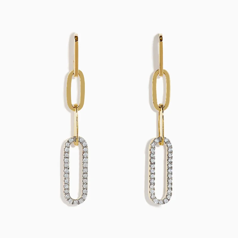 Buy More, Save More On Stunning Jewelry Designs Boutique Styles D'oro 14K Yellow Gold Diamond Paperclip Drop Earrings