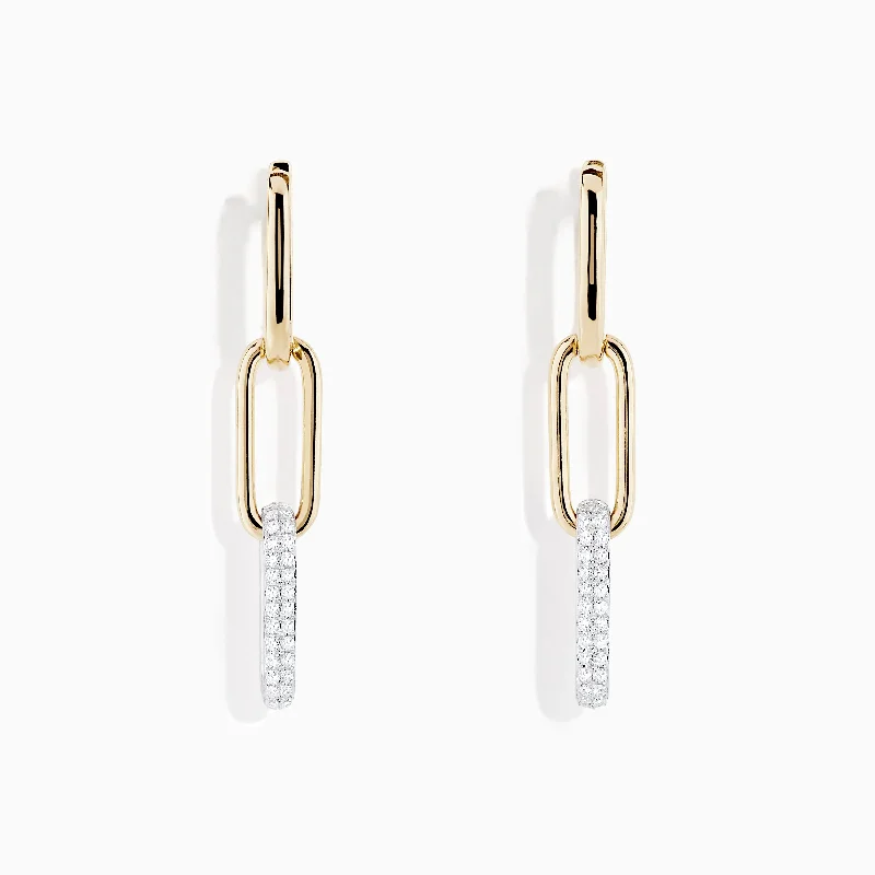 Handcrafted Jewelry Sale – Unique Designs At Low Prices Modish Fashion Discounts Duo 14K Two Tone Gold Diamond Drop Earrings